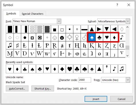 symbo card|card symbols in word.